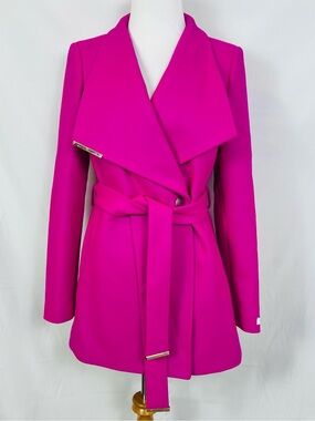 Ted Baker London Bold Fuchsia Wrap Trench Coat with Tie Belt